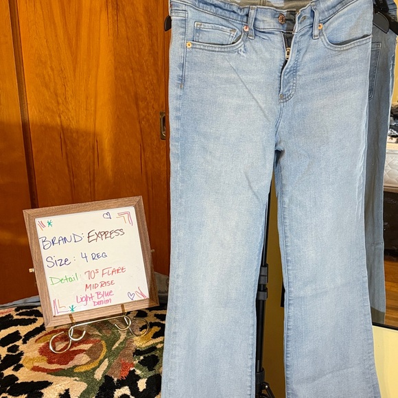 Express Denim - Express Mid Rise Light Blue Flare Jeans
